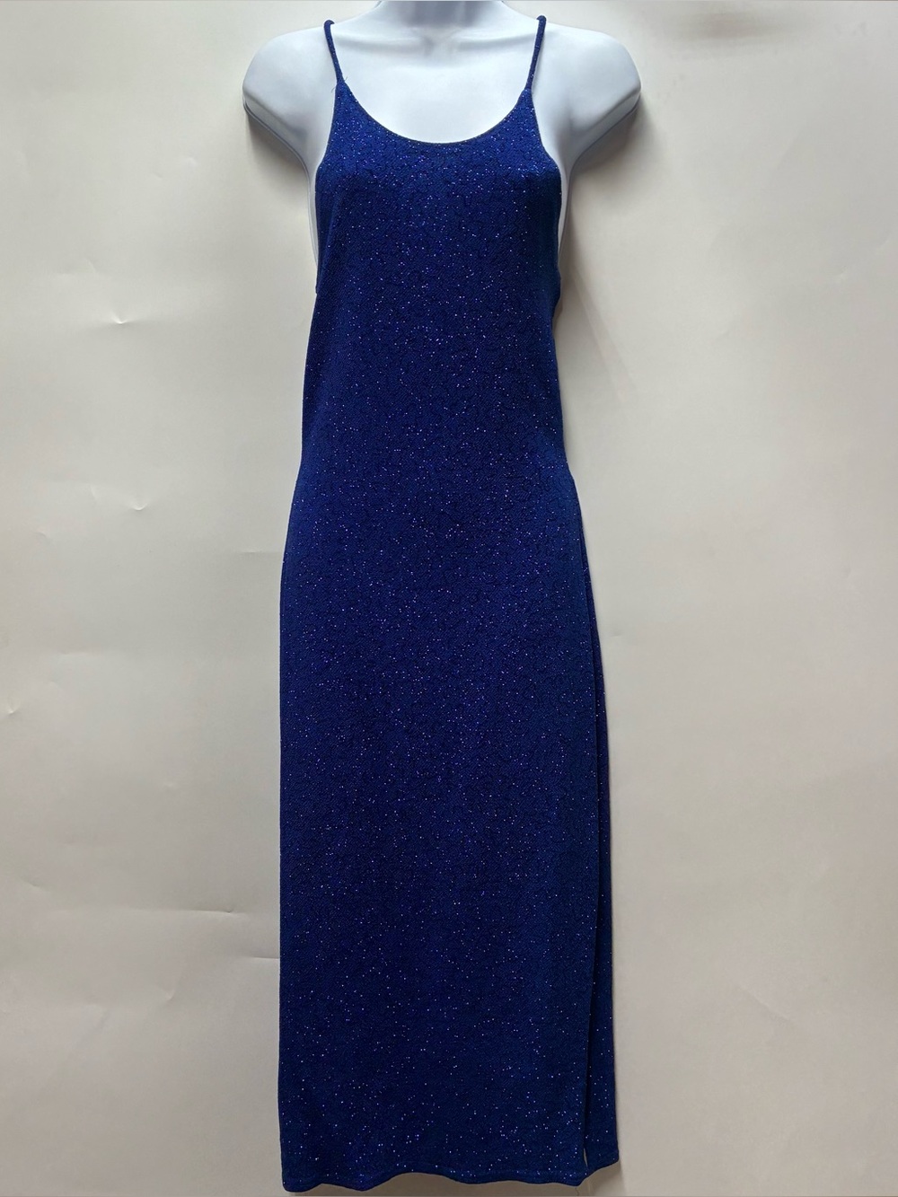 Vintage 90s Jump Small Maxi Glitter Spaghetti Strappy Dress Cocktail Prom Formal